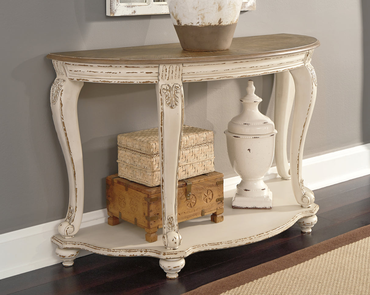 Realyn White/Brown Sofa Table from Ashley - Luna Furniture