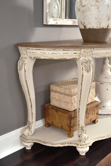 Realyn White/Brown Sofa Table from Ashley - Luna Furniture