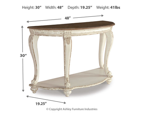 Realyn White/Brown Sofa Table from Ashley - Luna Furniture