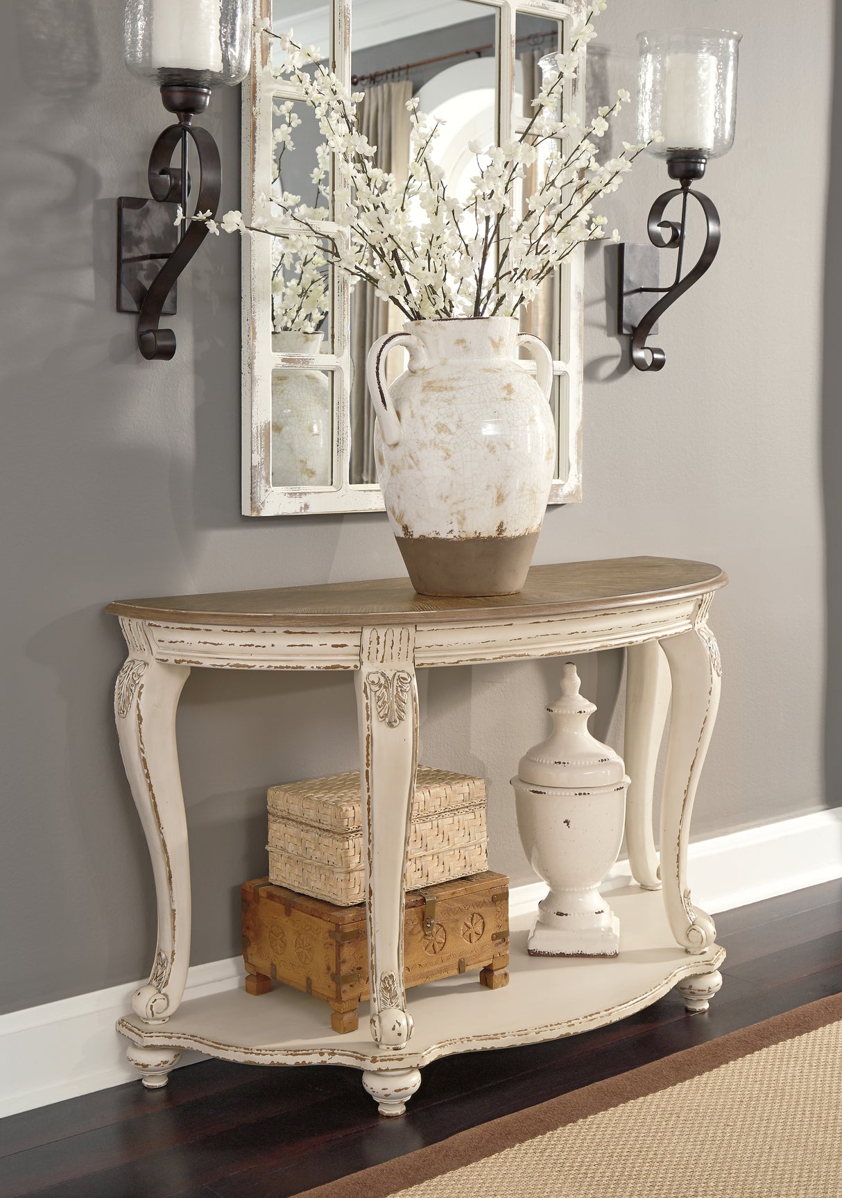 Realyn White/Brown Sofa Table from Ashley - Luna Furniture