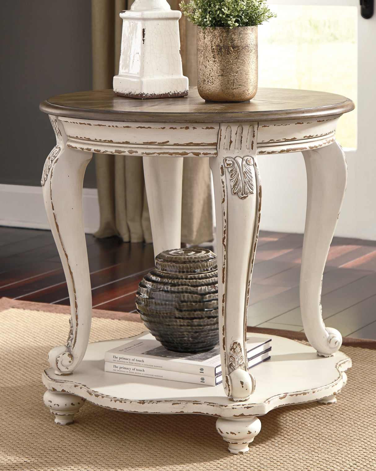 Realyn Coffee Table with 2 End Tables in White/Brown from Ashley Furniture - Luna Furniture
