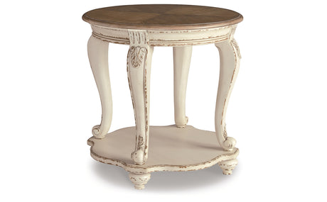 Realyn Coffee Table with 2 End Tables in White/Brown from Ashley Furniture - Luna Furniture