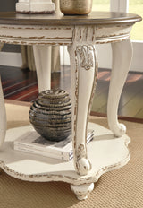 Realyn Coffee Table with 2 End Tables in White/Brown from Ashley Furniture - Luna Furniture
