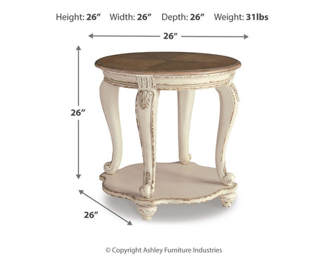 Realyn White/Brown End Table from Ashley Furniture - Luna Furniture