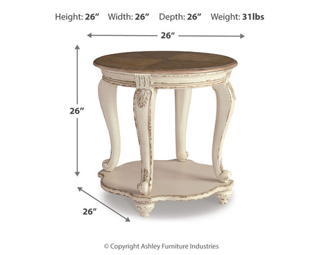 Realyn Coffee Table with 2 End Tables in White/Brown from Ashley Furniture - Luna Furniture