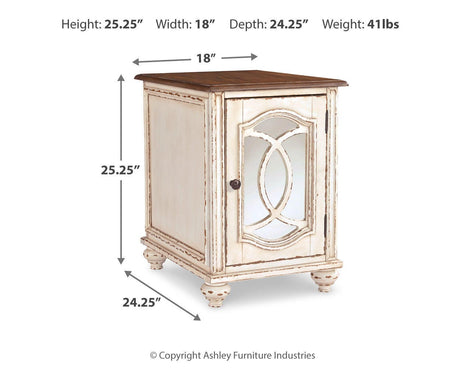 Realyn White/Brown Chairside End Table from Ashley Furniture - Luna Furniture