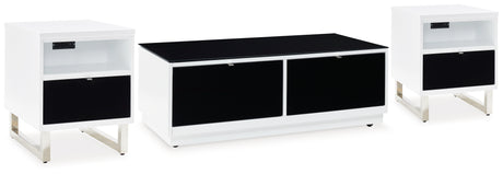 Gardoni White/Black Coffee Table and 2 Chairside End Tables from Ashley - Luna Furniture