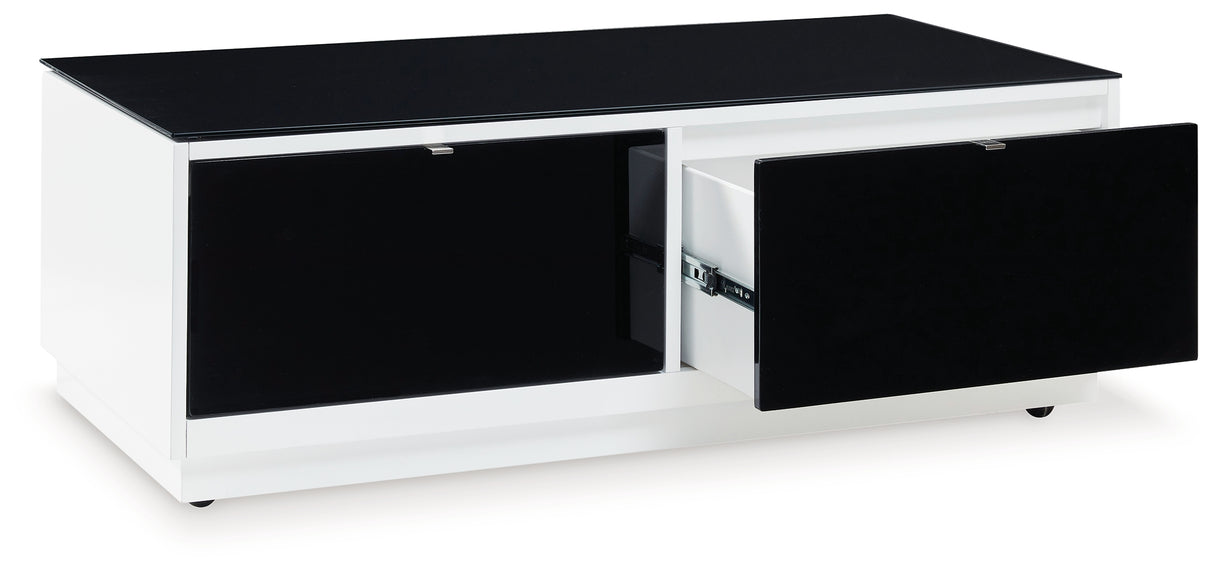 Gardoni White/Black Coffee Table and 2 Chairside End Tables from Ashley Furniture - Luna Furniture