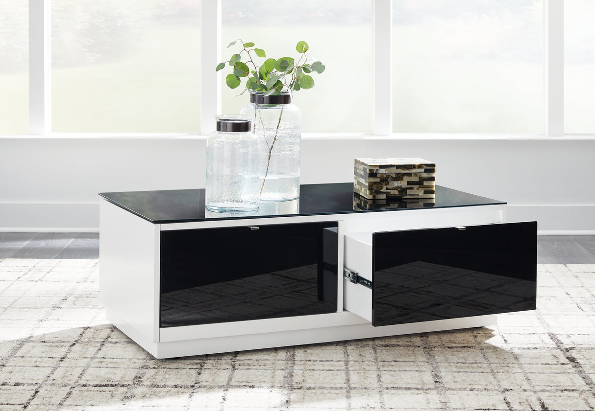 Gardoni White/Black Coffee Table and 2 End Tables from Ashley Furniture - Luna Furniture