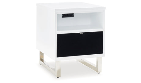 Gardoni White/Black Chairside End Table from Ashley - Luna Furniture