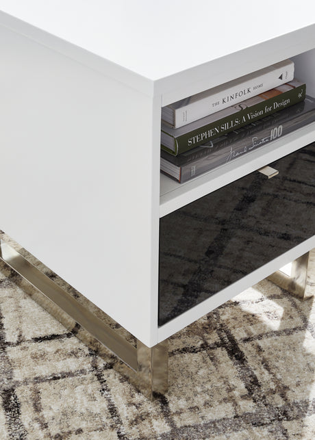 Gardoni White/Black Coffee Table and 2 Chairside End Tables from Ashley Furniture - Luna Furniture