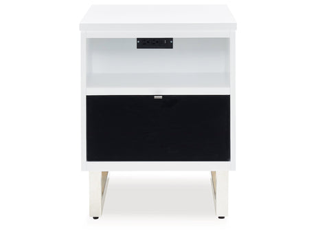 Gardoni White/Black Chairside End Table from Ashley - Luna Furniture