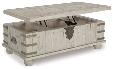 Carynhurst White Wash Gray Coffee Table with Lift Top from Ashley - Luna Furniture
