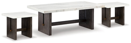 Burkhaus White/Dark Brown Coffee Table and 2 End Tables Set from Ashley - Luna Furniture