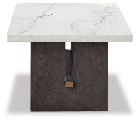 Burkhaus White/Dark Brown Coffee Table and 2 Ends from Ashley Furniture - Luna Furniture