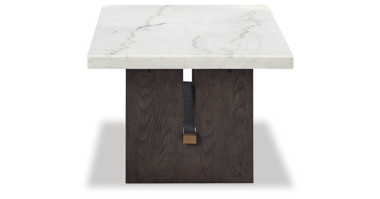 Burkhaus White/Dark Brown Coffee Table from Ashley Furniture - Luna Furniture