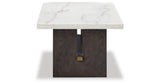 Burkhaus White/Dark Brown Coffee Table from Ashley Furniture - Luna Furniture