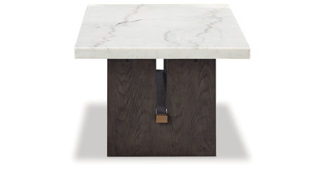 Burkhaus White/Dark Brown Coffee Table from Ashley Furniture - Luna Furniture