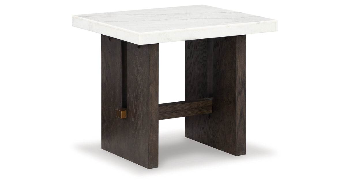 Burkhaus White/Dark Brown End Table from Ashley - Luna Furniture