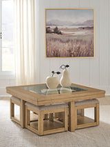 Wittenmyer Natural/Black Coffee Table with 4 Stools (Set of 5) from Ashley - Luna Furniture