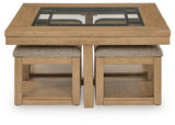 Wittenmyer Natural/Black Coffee Table with 4 Stools (Set of 5) from Ashley - Luna Furniture