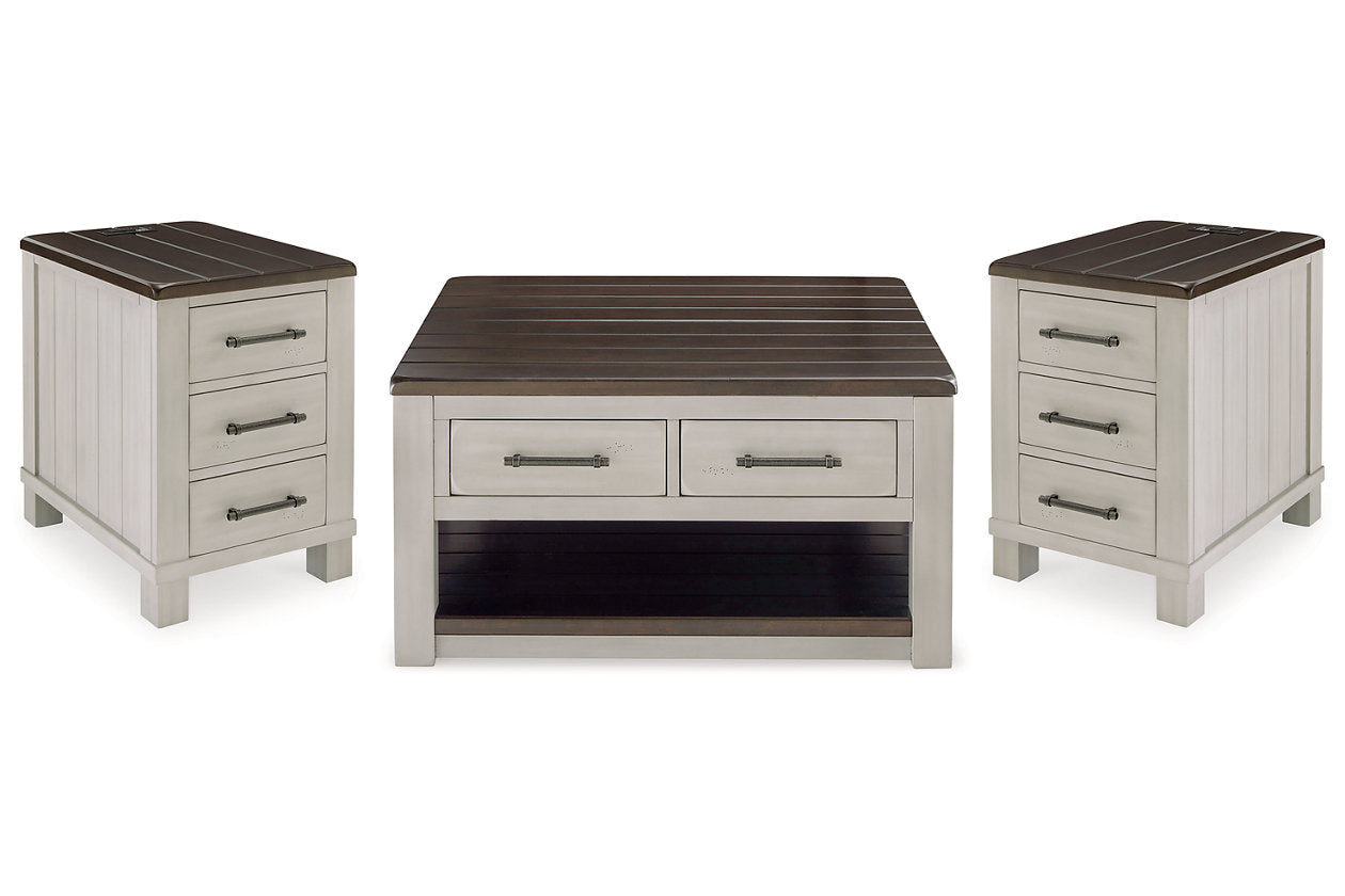 Darborn Gray/Brown Lift-top Coffee Table and 2 Chairside End Tables from Ashley - Luna Furniture