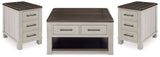 Darborn Gray/Brown Lift-top Coffee Table and 2 Chairside End Tables from Ashley - Luna Furniture