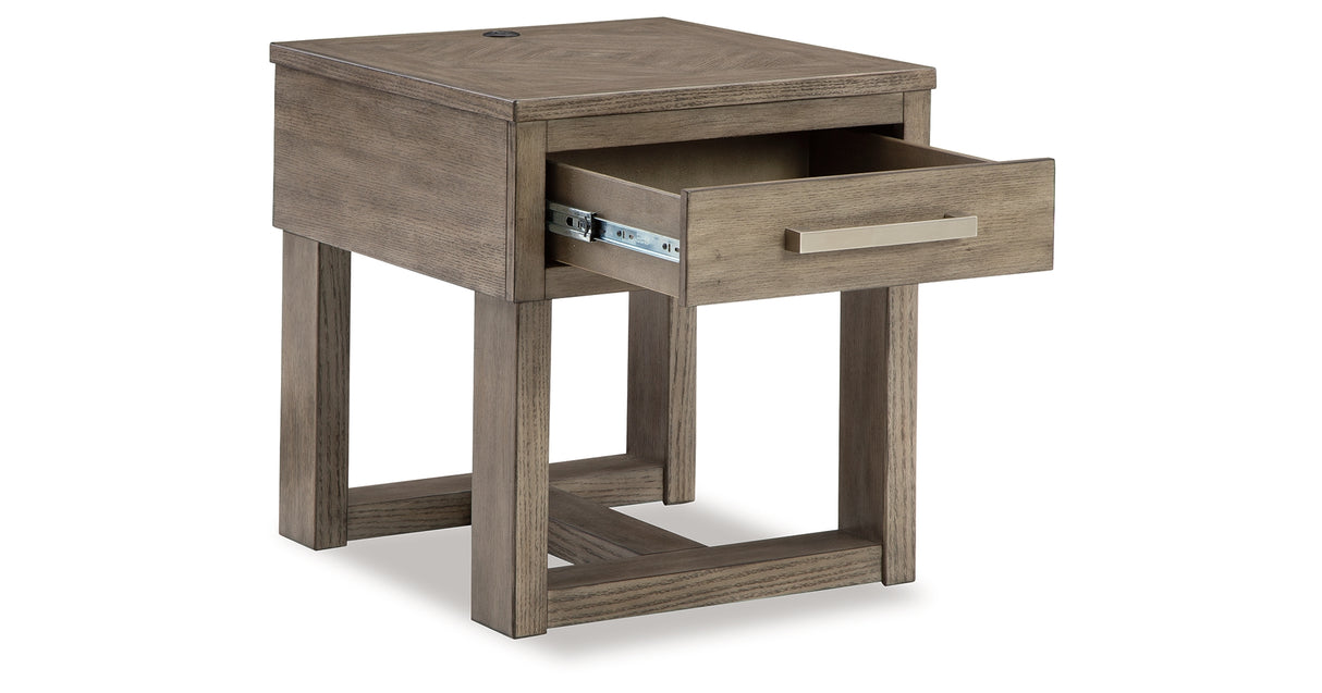 Loyaska Grayish Brown/White End Table from Ashley Furniture - Luna Furniture