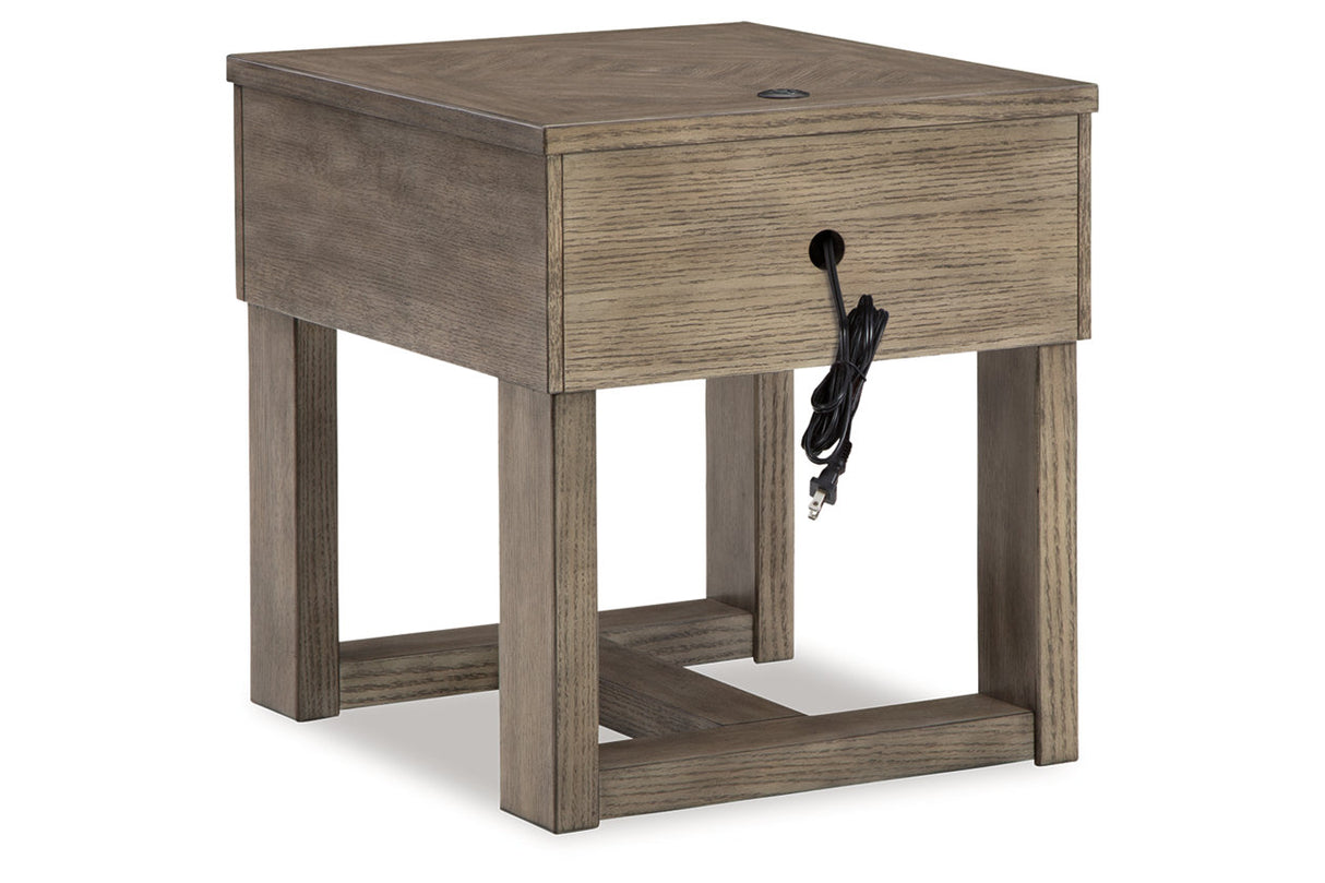 Loyaska Grayish Brown/White Lift-top Coffee Table and 2 End Tables from Ashley - Luna Furniture