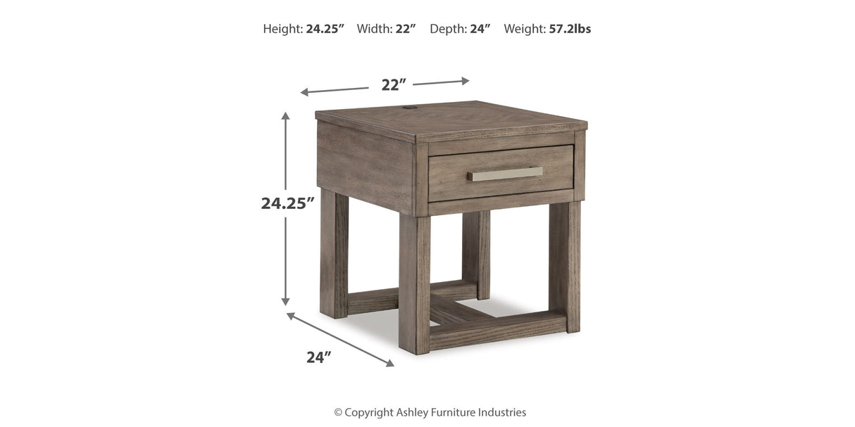 Loyaska Coffee Table with 2 End Tables in Grayish Brown/White from Ashley - Luna Furniture