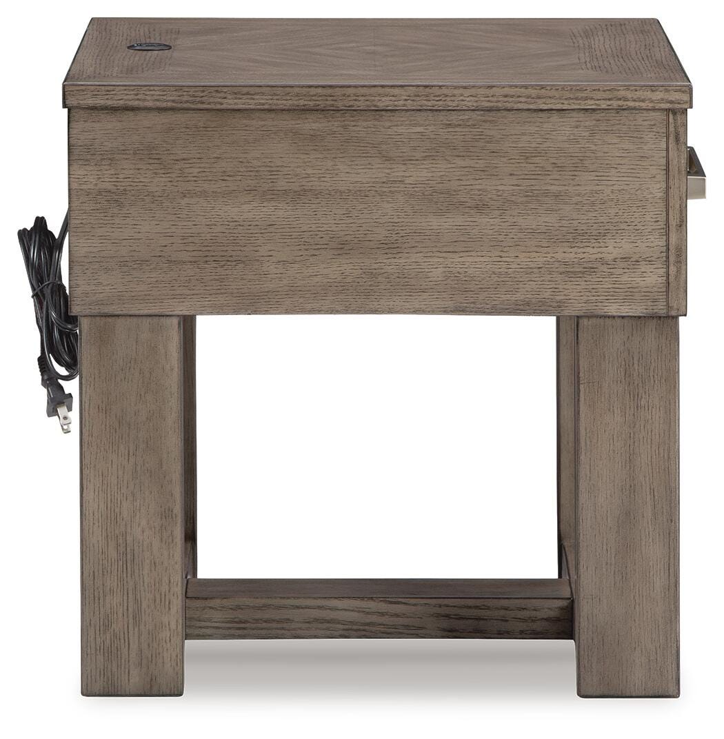 Loyaska Grayish Brown/White Lift-top Coffee Table and 2 End Tables from Ashley Furniture - Luna Furniture