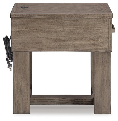 Loyaska Grayish Brown/White Lift-top Coffee Table and 2 End Tables from Ashley Furniture - Luna Furniture