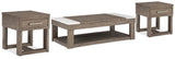 Loyaska Grayish Brown/White Lift-top Coffee Table and 2 End Tables from Ashley Furniture - Luna Furniture