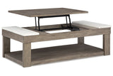 Loyaska Grayish Brown/White Lift-top Coffee Table and 2 End Tables from Ashley - Luna Furniture