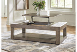 Loyaska Grayish Brown/White Lift-top Coffee Table and 2 End Tables from Ashley - Luna Furniture