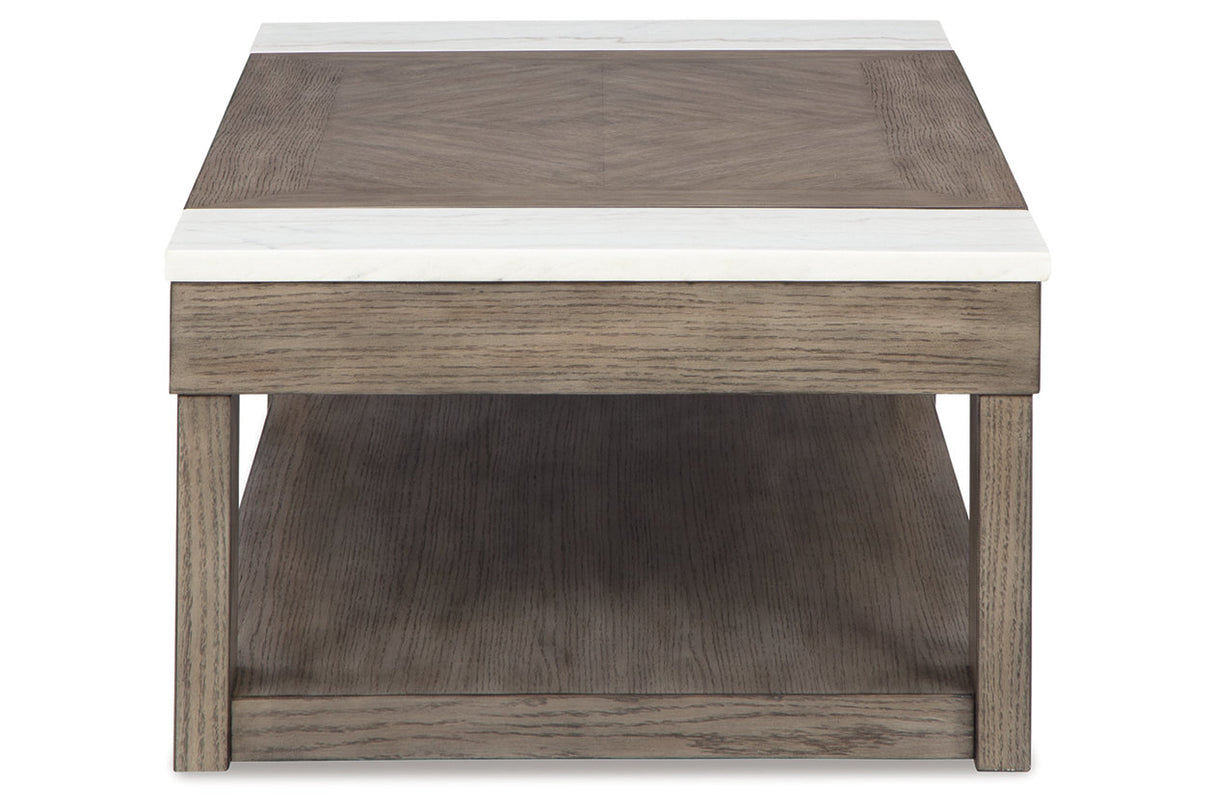 Loyaska Grayish Brown/White Lift-top Coffee Table and 2 End Tables from Ashley - Luna Furniture