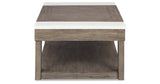 Loyaska Coffee Table with 2 End Tables in Grayish Brown/White from Ashley - Luna Furniture
