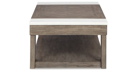 Loyaska Coffee Table with 2 End Tables in Grayish Brown/White from Ashley - Luna Furniture