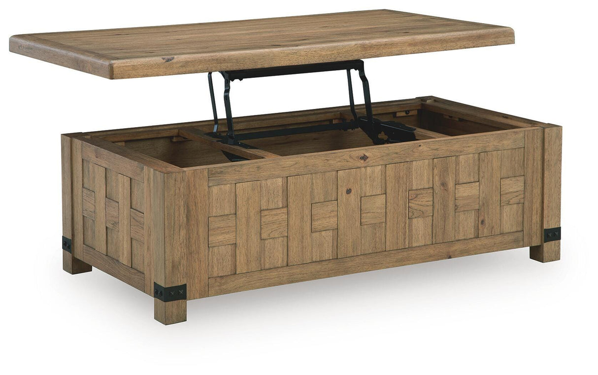 Ridgester Light Brown Lift-Top Coffee Table from Ashley - Luna Furniture