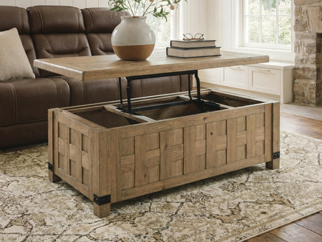 Ridgester Light Brown Lift-Top Coffee Table from Ashley - Luna Furniture