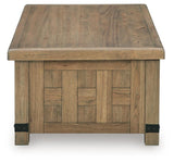 Ridgester Light Brown Lift-Top Coffee Table from Ashley - Luna Furniture