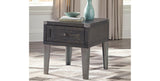 Todoe Dark Gray End Table with USB Ports & Outlets from Ashley - Luna Furniture
