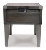 Todoe Dark Gray End Table with USB Ports & Outlets from Ashley - Luna Furniture