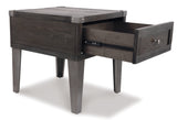 Todoe Dark Gray End Table with USB Ports & Outlets from Ashley - Luna Furniture