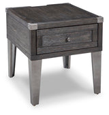 Todoe Dark Gray End Table with USB Ports & Outlets from Ashley - Luna Furniture