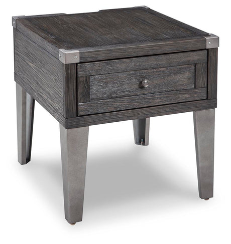 Todoe Dark Gray End Table with USB Ports & Outlets from Ashley - Luna Furniture