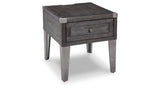 Todoe Dark Gray End Table with USB Ports & Outlets from Ashley - Luna Furniture