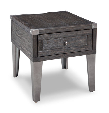 Todoe Dark Gray End Table with USB Ports & Outlets from Ashley - Luna Furniture