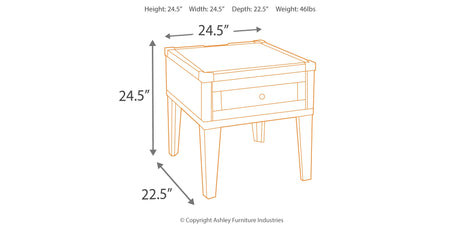 Todoe Dark Gray End Table with USB Ports & Outlets from Ashley - Luna Furniture