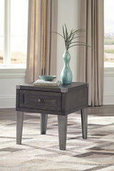 Todoe Dark Gray End Table with USB Ports & Outlets from Ashley - Luna Furniture